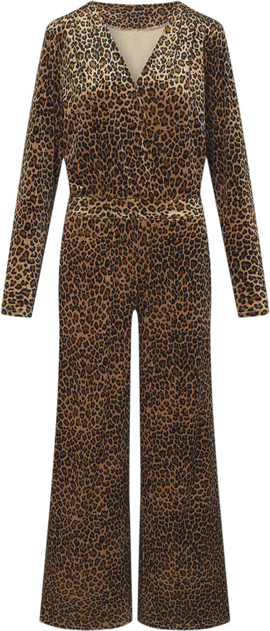 HUNKØN Angela Velour Jumpsuit Leopard