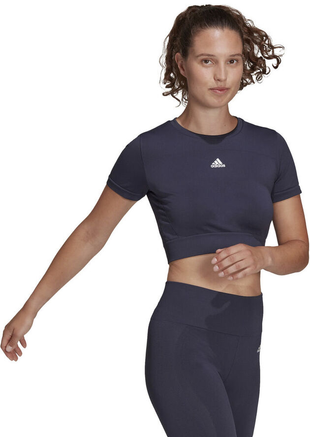 adidas AEROKNIT Seamless Fitted Cropped trænings T-shirt Blå