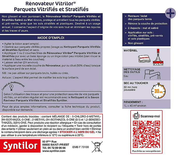 Rénovateur parquets vitrifiés Syntilor Vitrilor 1L