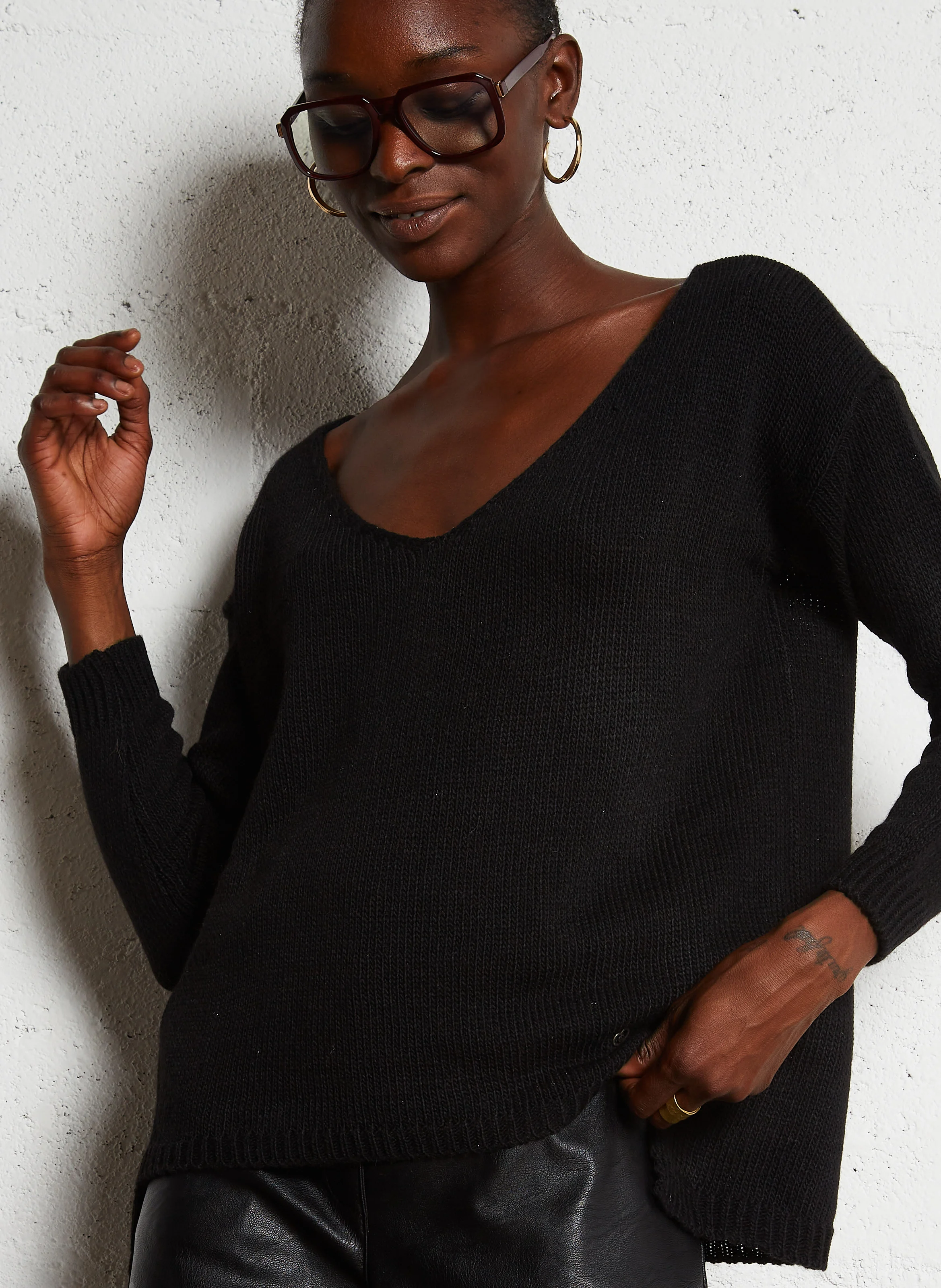 Pull col bateau| Noir