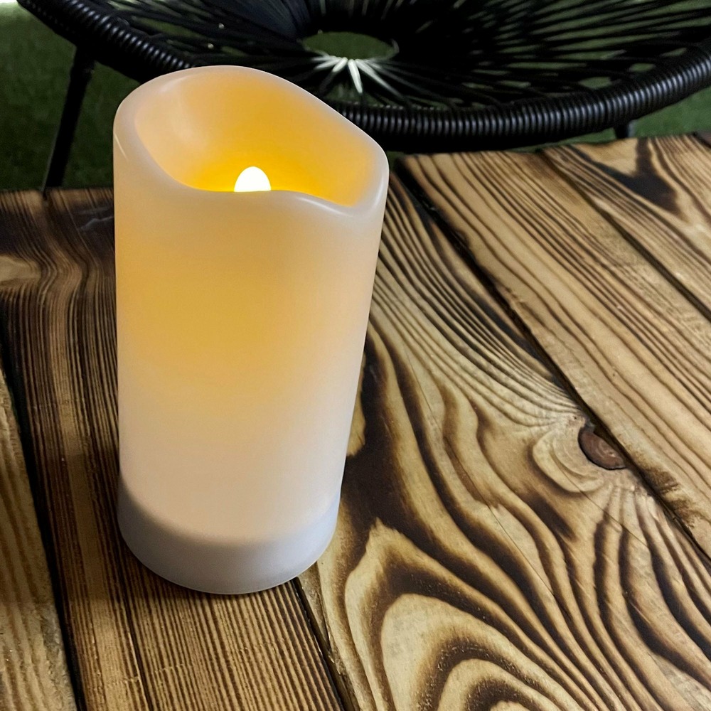 Bougie solaire bali - effet flamme - blanc chaud - extérieur - chromex
