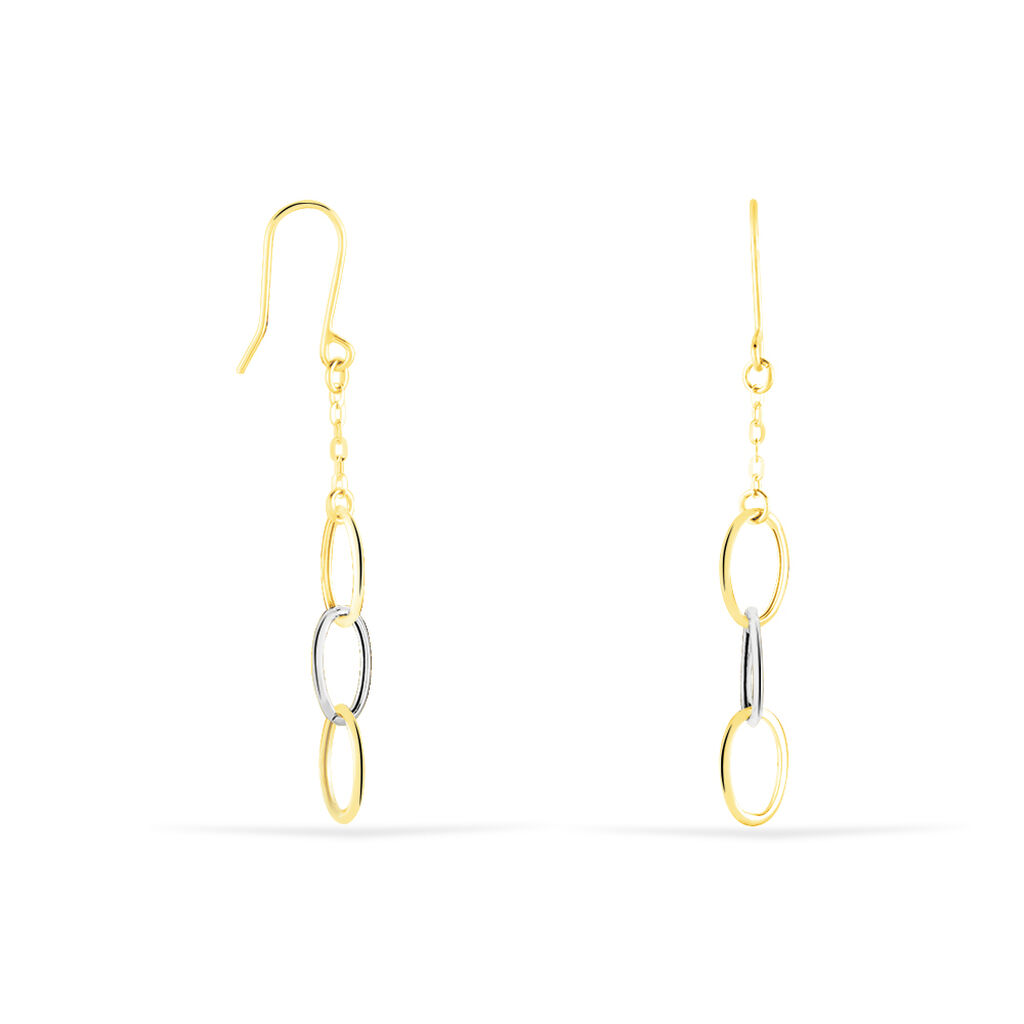 Boucles D'oreilles Pendantes Lucette Or Bicolore