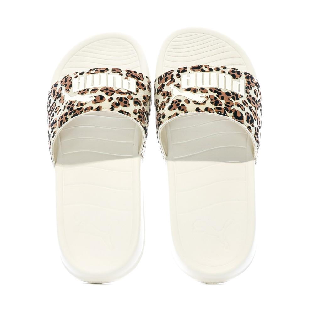Puma Claquettes Beige à Motifs Femme Puma Popcat 20