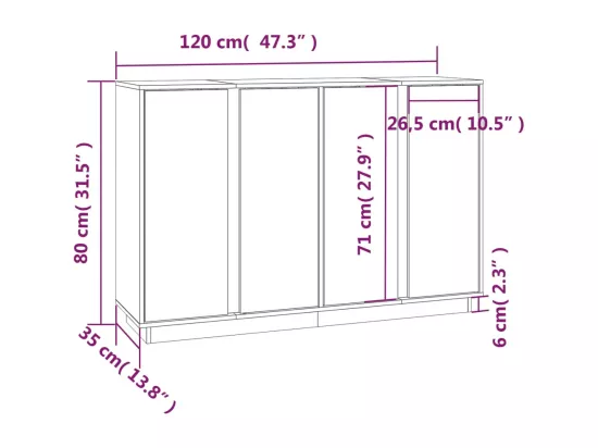 Buffet 120x35x80 cm Bois massif de pin