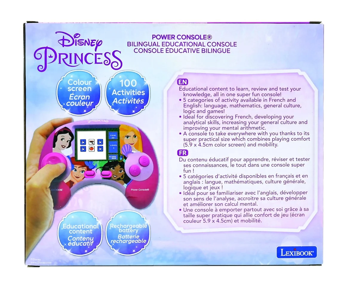 Lexibook - Disney Princess Educational håndholdt tosproget konsol med LCD-skærm