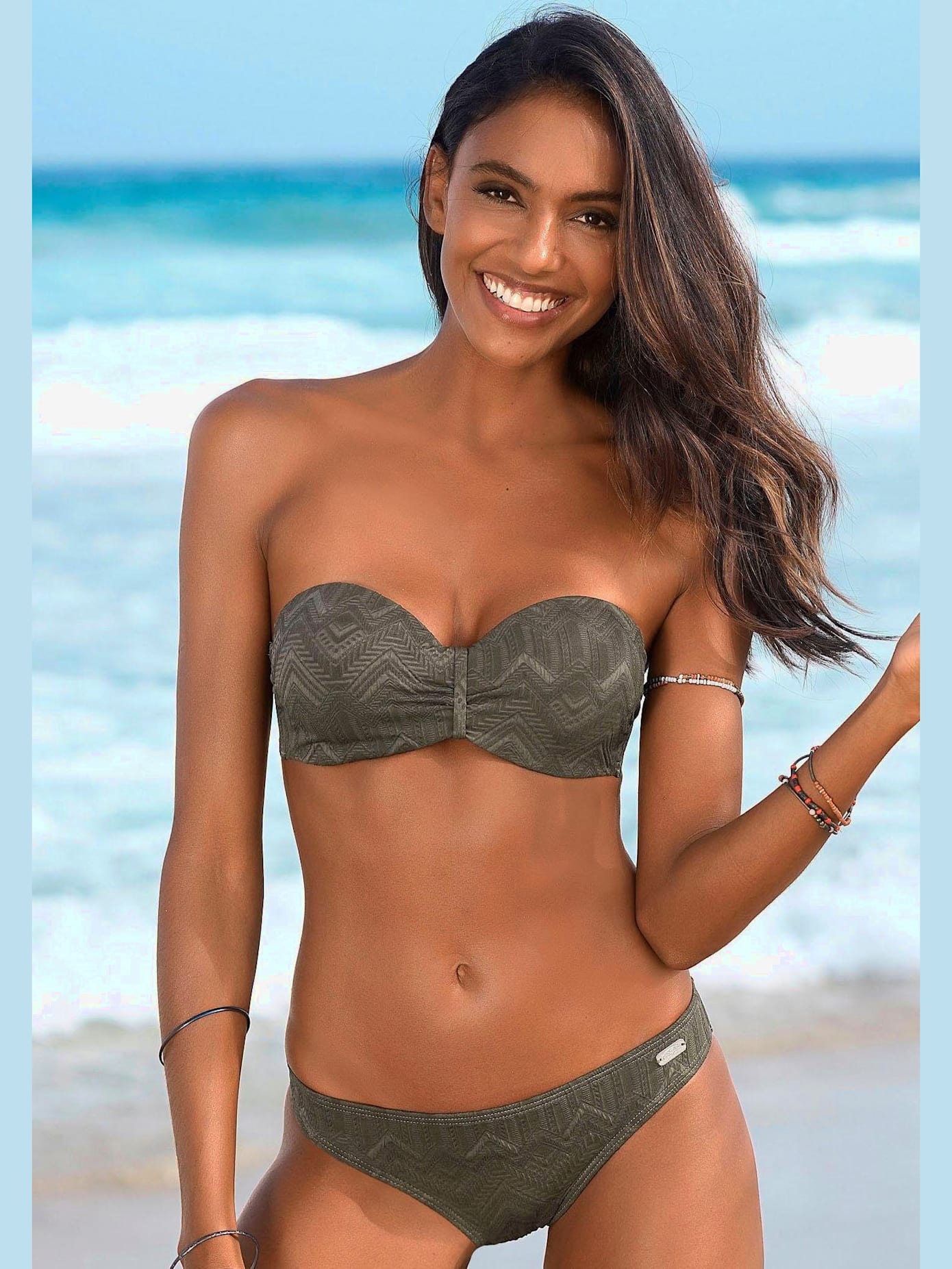 Maillot de bain bandeau à armatures matière structurée tendance