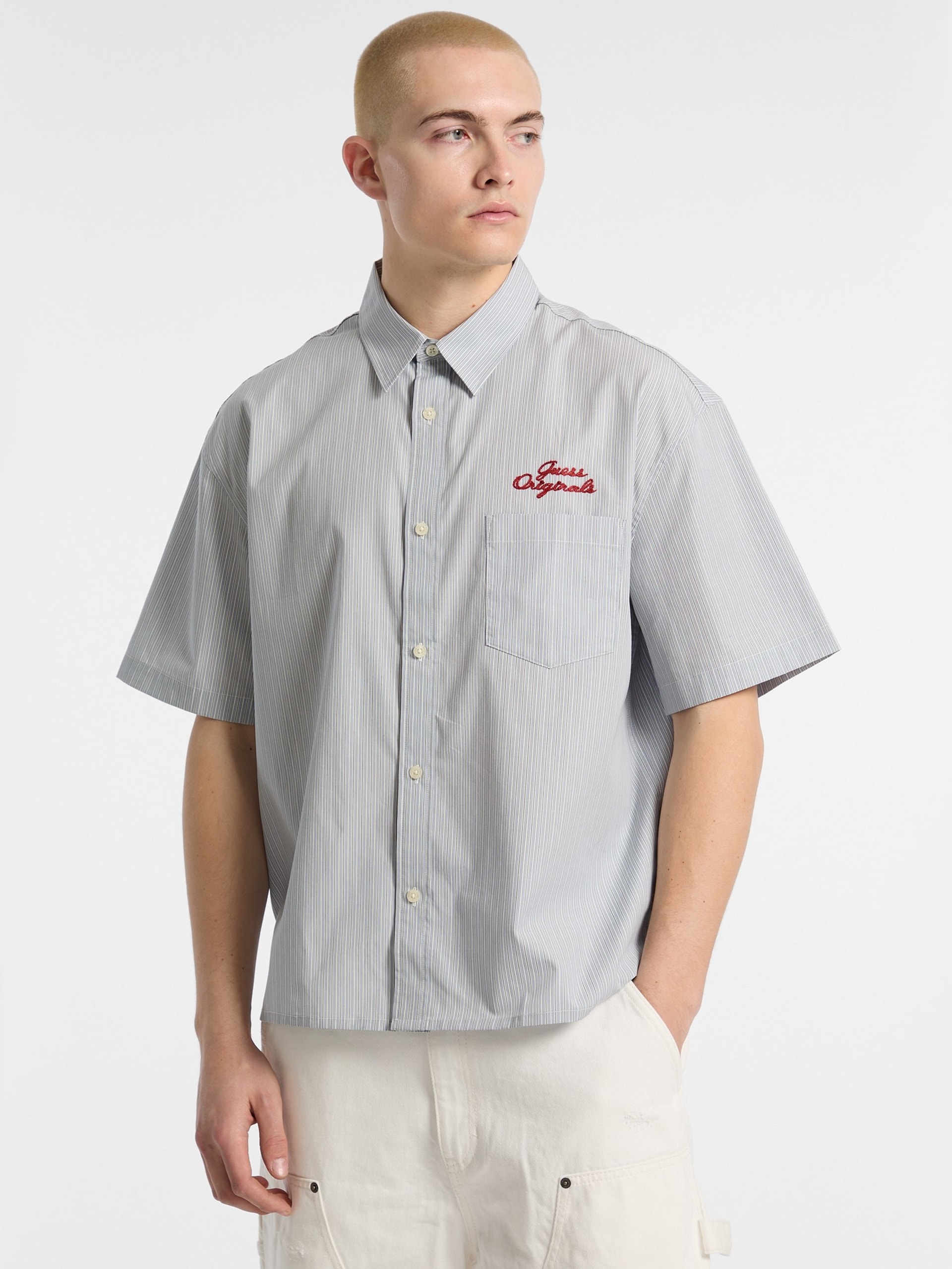 Camisa GUESS Originals Eco Listrada em Popeline