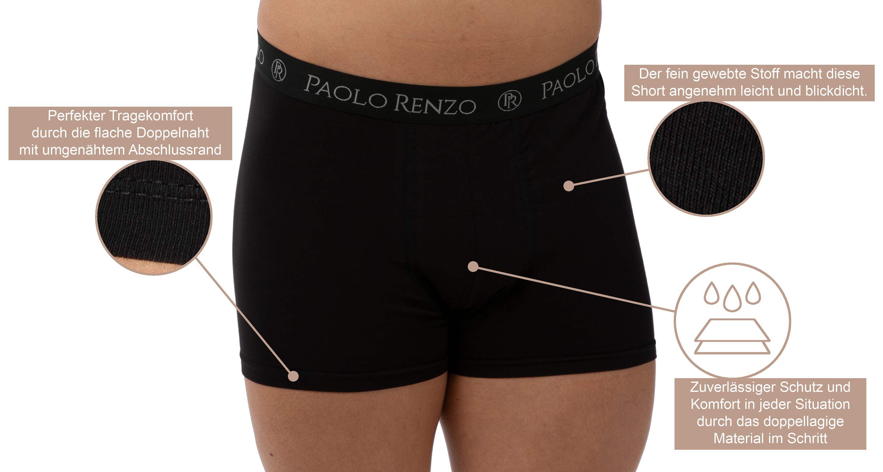 Paolo Renzo® Hipster Boxershorts 12 Stück - Größe XXL - Dunkelgrau