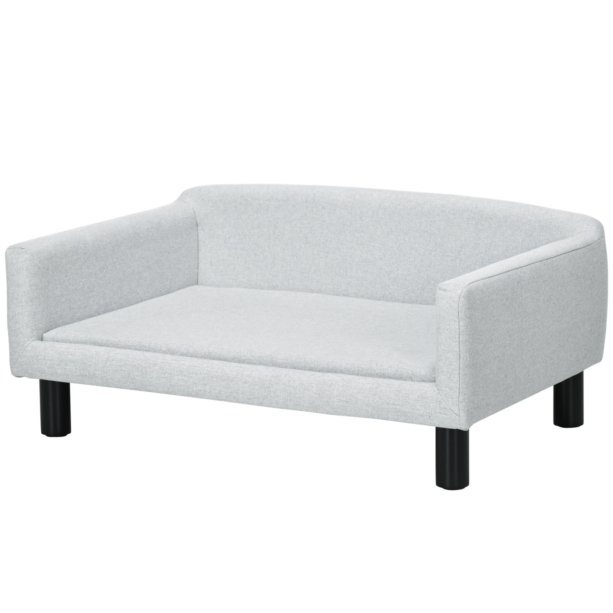 PawHut Hundesofa mit kuschligem Stoffbezug hellgrau 82 x 54 x 36 cm (BxTxH)