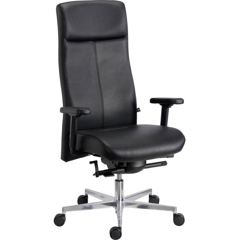 Fauteuil de bureau Tera Sitness cuir - avec accoudoirs - Mécanisme Synchrone - Pied aluminium