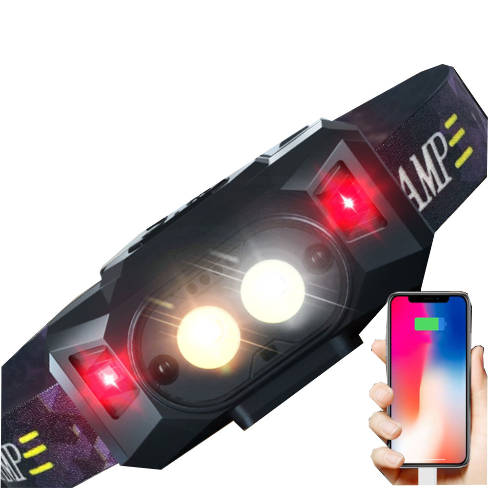 Running Stirnlampe LED Kopflampe mit 6 Leuchtmodis mit Gestensteuerung zum Wandern / Joggen / Radfahren  (1000 Lumen) - Warmweiss / Kaltweiss