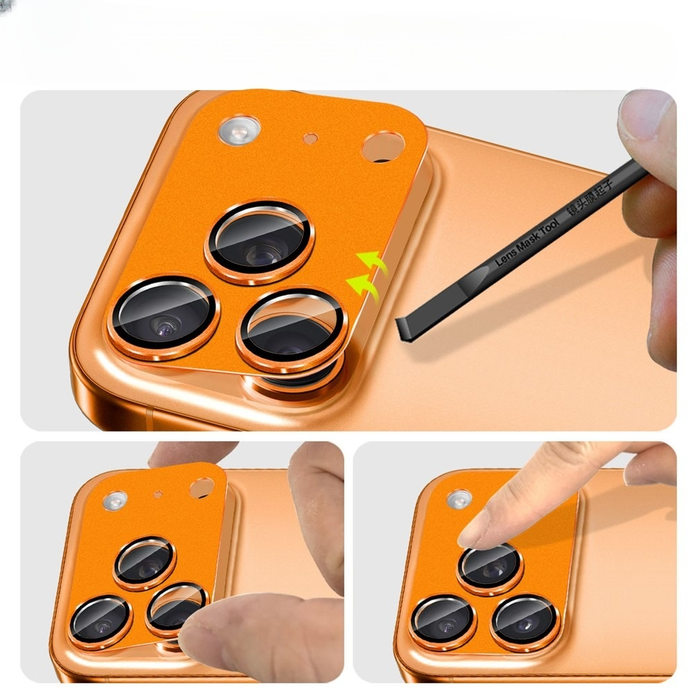 iPhone 17 Pro Kamera Objektiv Protector Vollschutz mit Panzer Glas - Orange (Cosmic Orange)