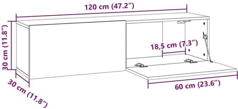 vidaXL Tv-meubel - Zwart Eiken - Spaanplaat - 120 cm