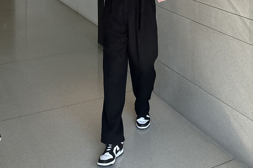 FORSETI - Mid Rise Plain Wide Leg Dress Pants
