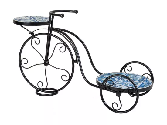Support vélo en mosaïque et fer forgé noir 67x26.5x43h