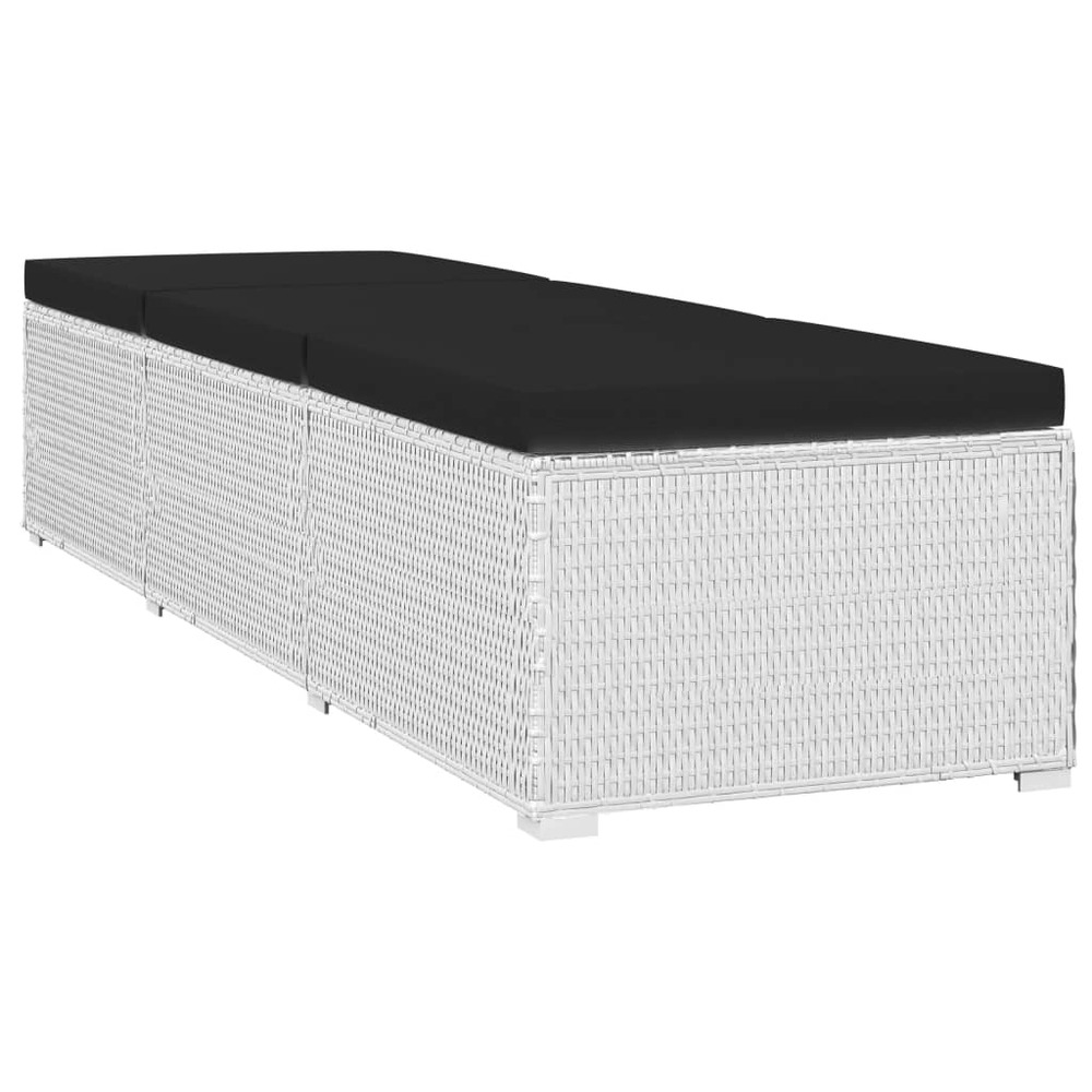 Chaises longues de jardin table à thé 3 pièces résine tressée blanc