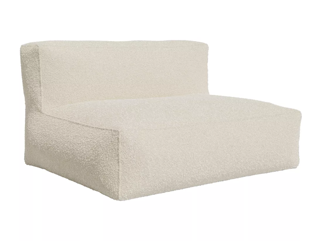Canapé modulable avec pouf en tissu bouclette beige NOUMARA