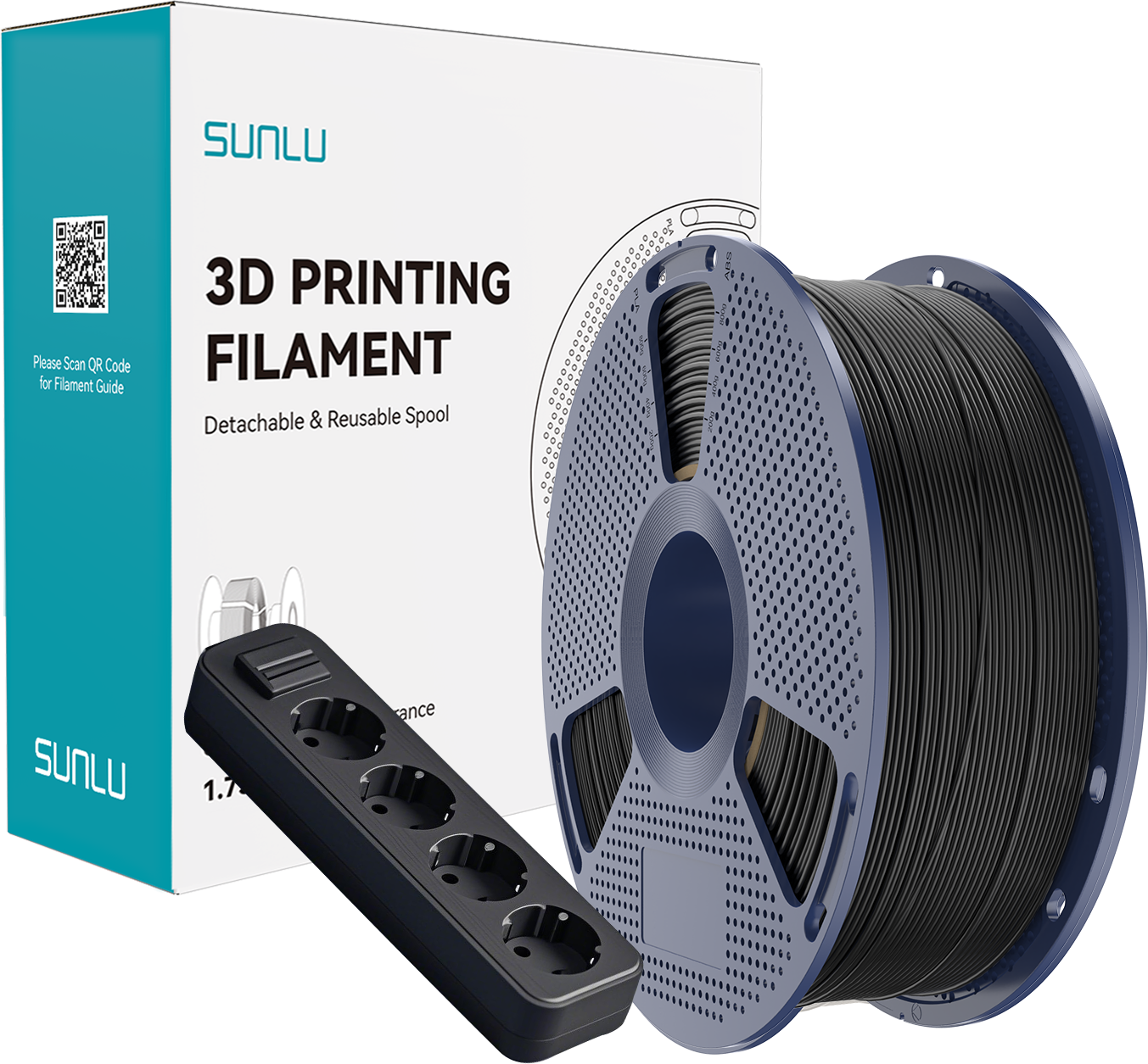 SUNLU  ABS FR Black, 1,75 mm / 1000 g    Flammhemmendes Hochleistungsfilament für sicherheitskritische Anwendungen