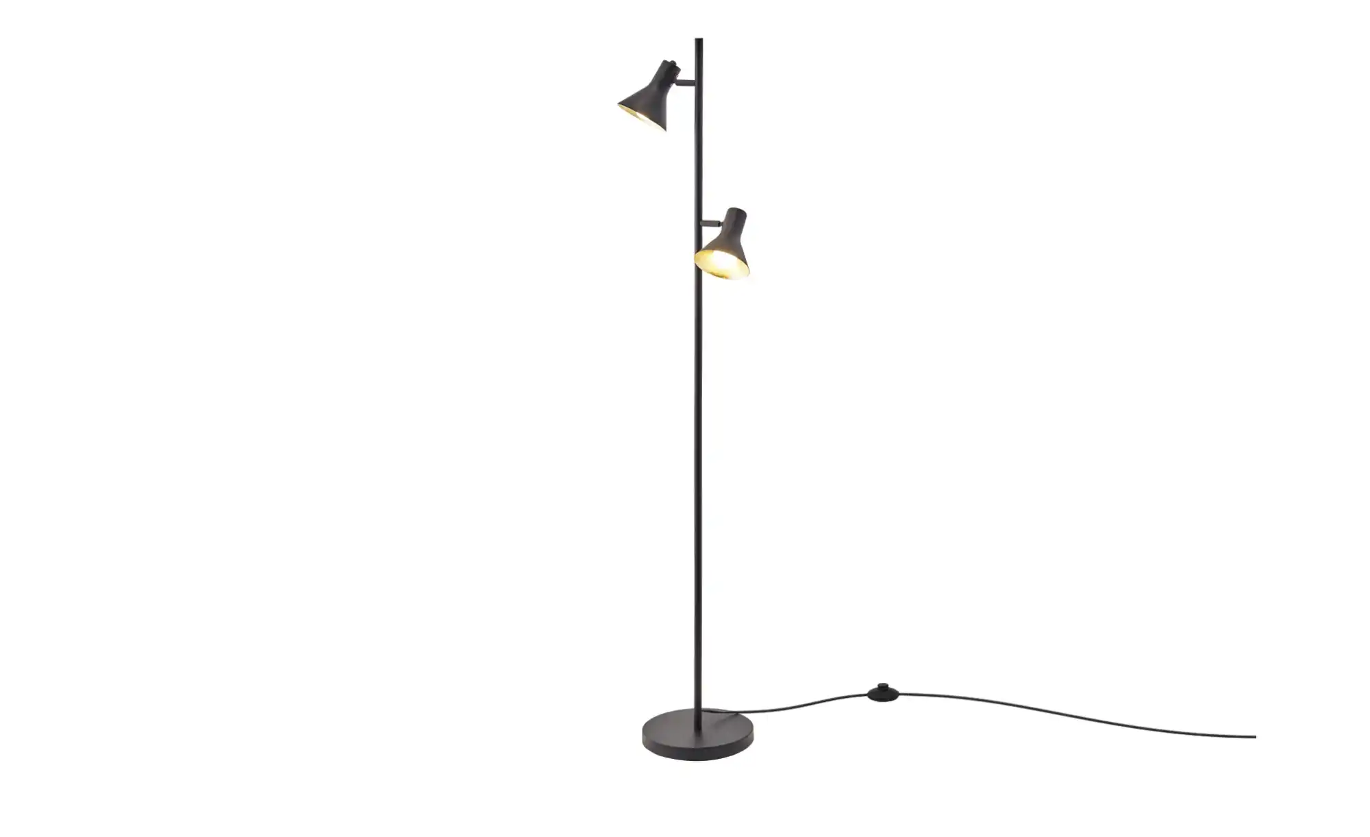 Trio Stehleuchte, 2-flammig, schwarz/goldfarb.