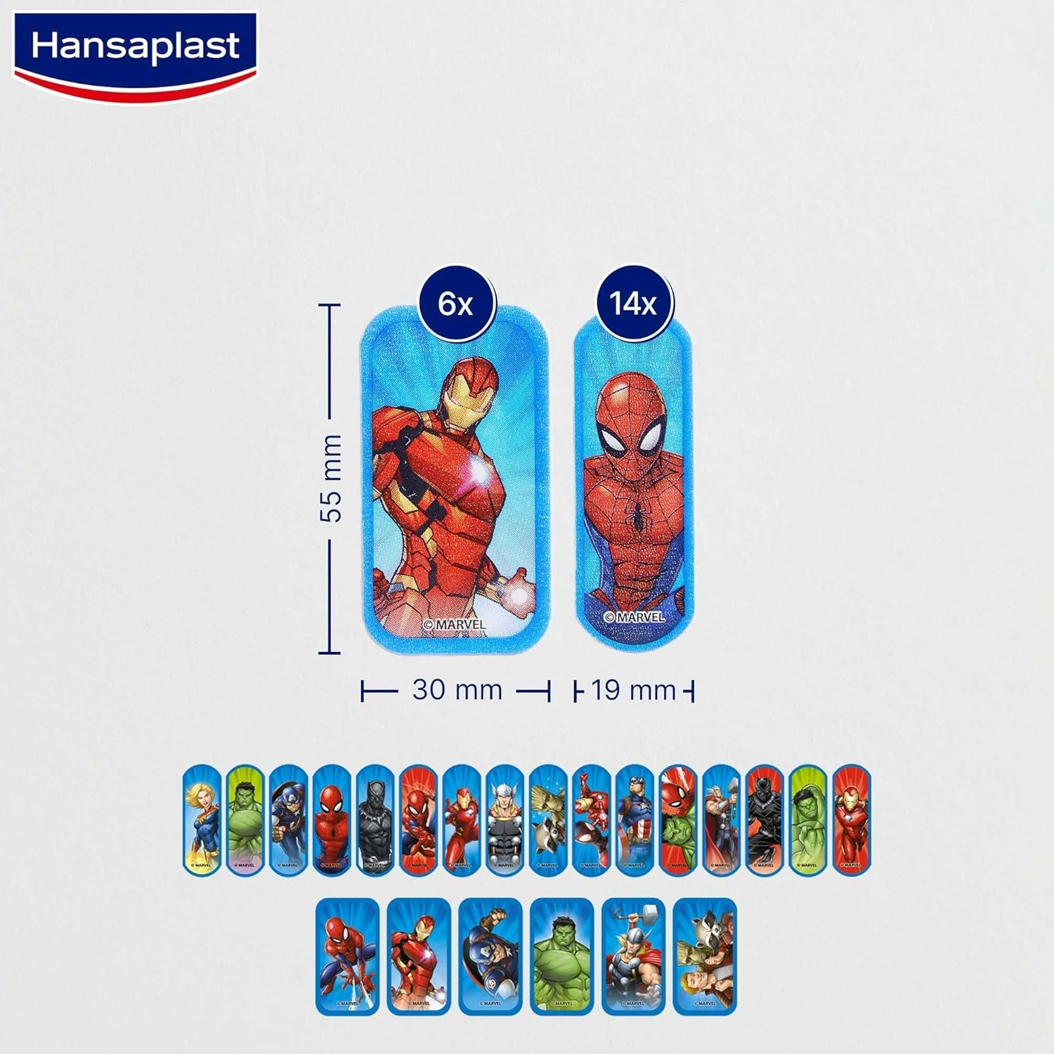 (20er Set) Disney Kinder Pflaster Strips Wundverband (48774-00000-46) Lizenziert - Marvel