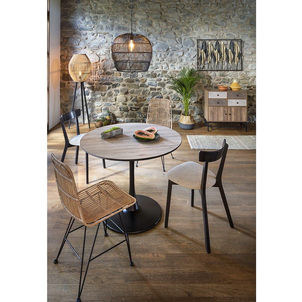 Table 4 couverts Yannick noire et bois clair