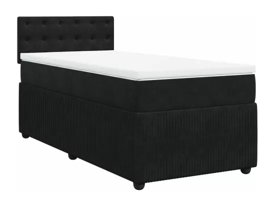 Sommier à lattes de lit avec matelas Noir 90x190 cm Velours
