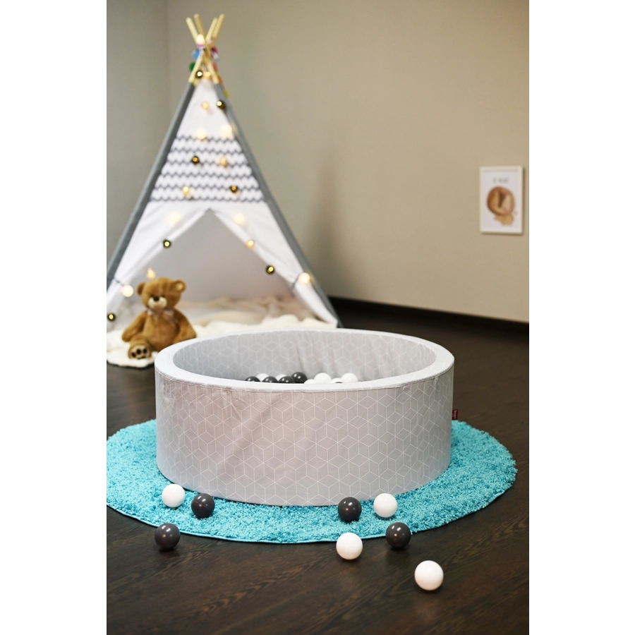 knorr toys® Bällebad soft - Geo cube grey - 300 balls greycreme grau