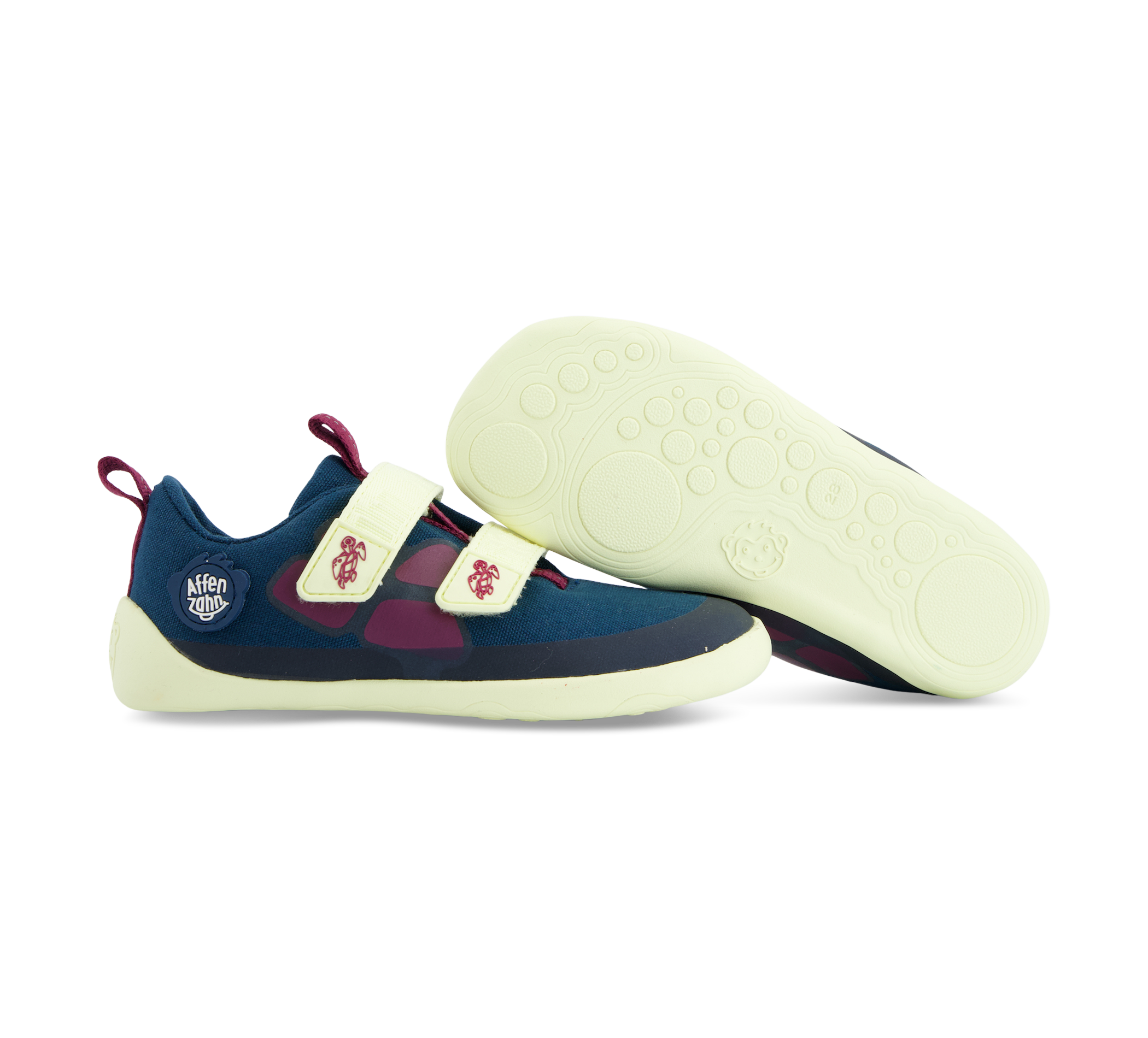 Affenzahn Barfussschuh Baumwolle Lucky - Klettschuhe blaugrün