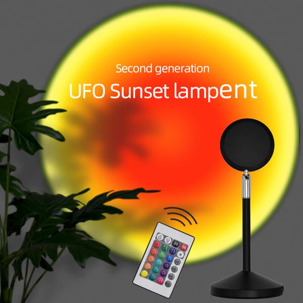 INF Bordlampe som viser solnedgang, 16 farger, fjernkontroll Sort
