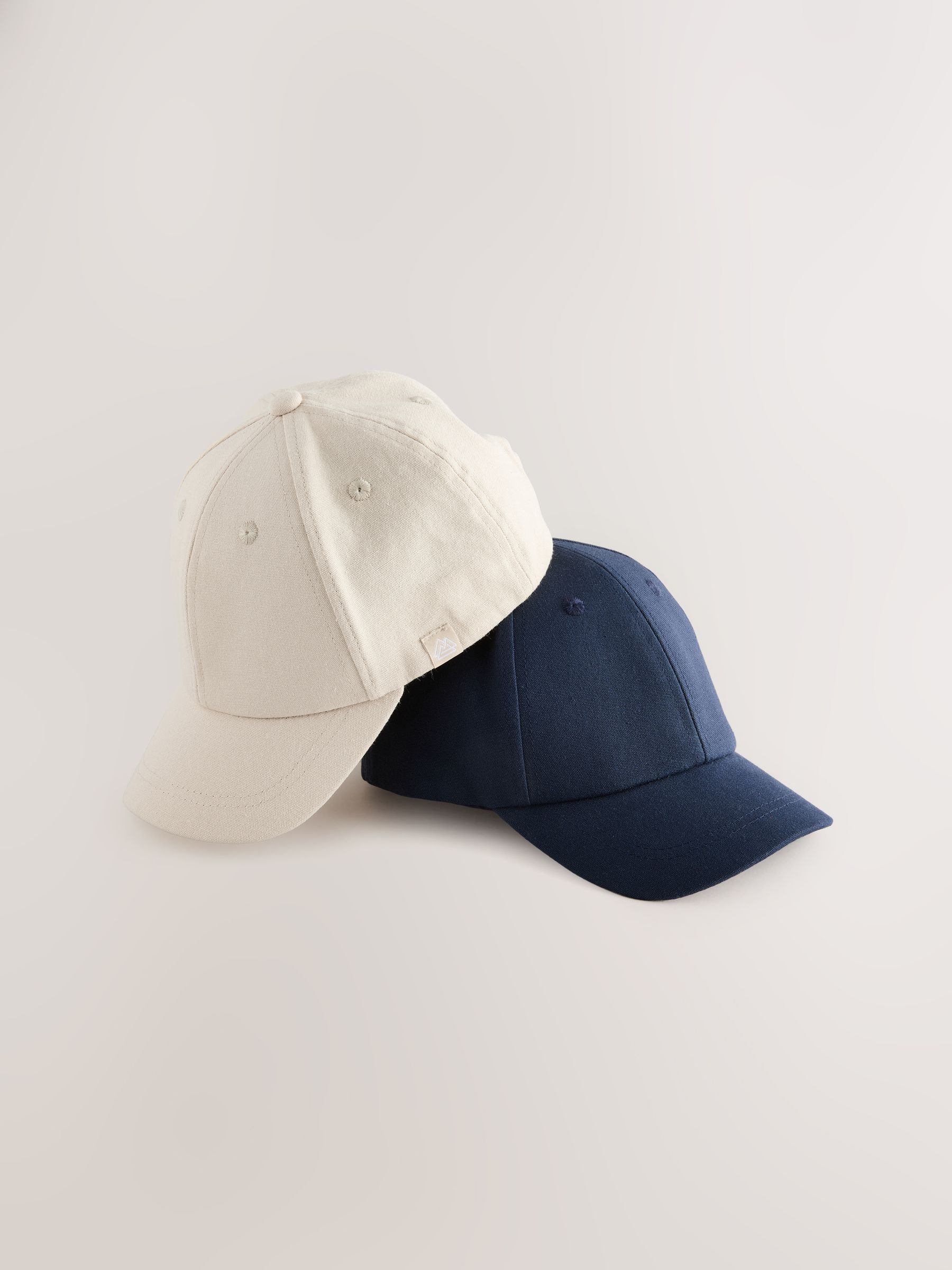 Marineblauw/kiezelkleurig - Baseballpetten van 100% katoen, verpakking van 2 (1-16jr)