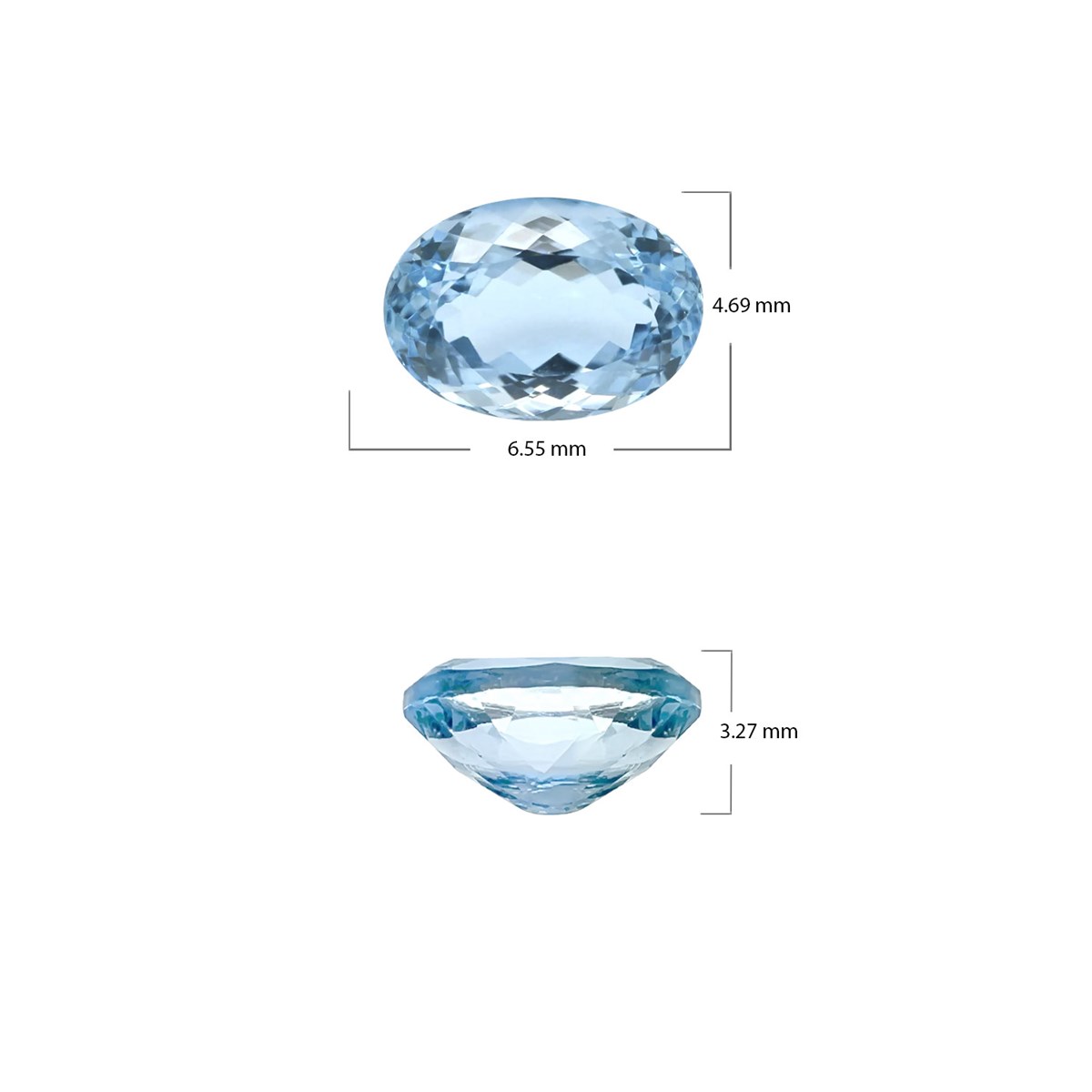 Aigue Marine Ovale facettée bleu ciel - Poids de 0.720 carats - Clarté VVS-VS - Origine Inde