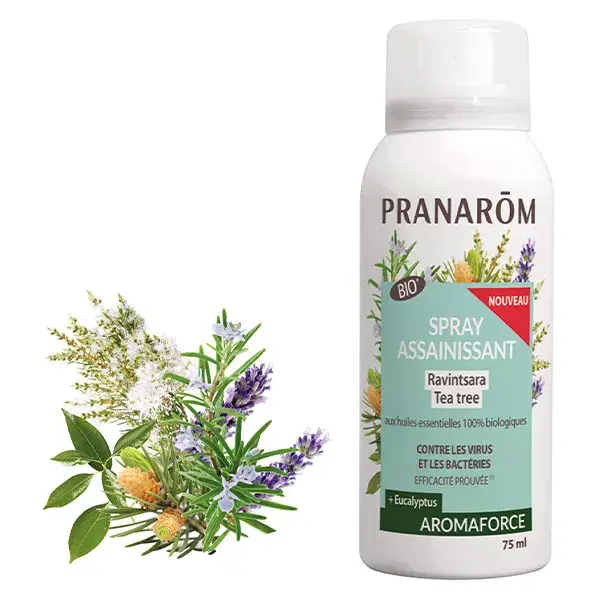 Pranarom Aromaforce Spray Higienizante Ravintsara Tea Tree Orgânico 75ml