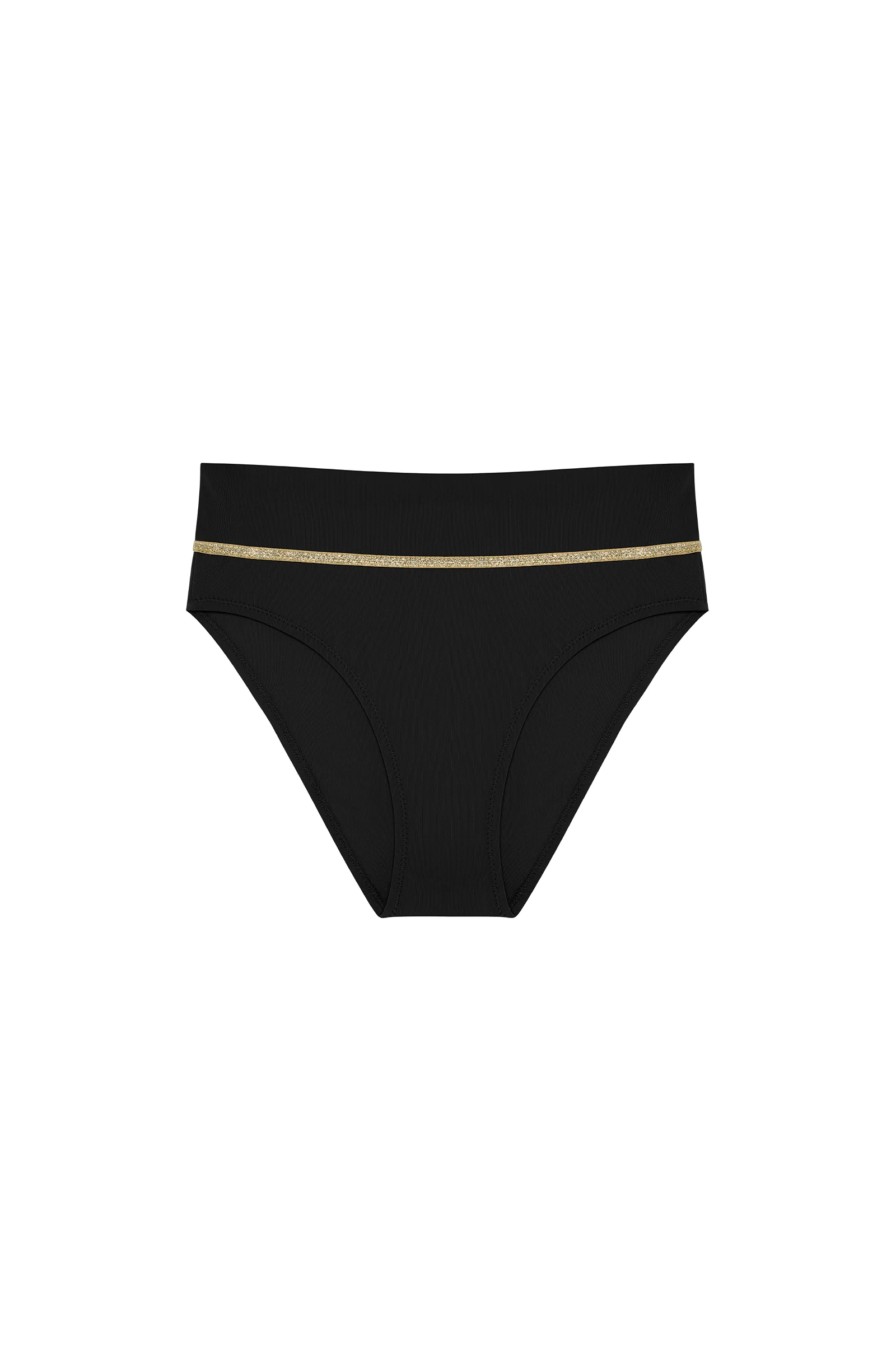 torio Bas de maillot culotte taille haute noir et doré Noir