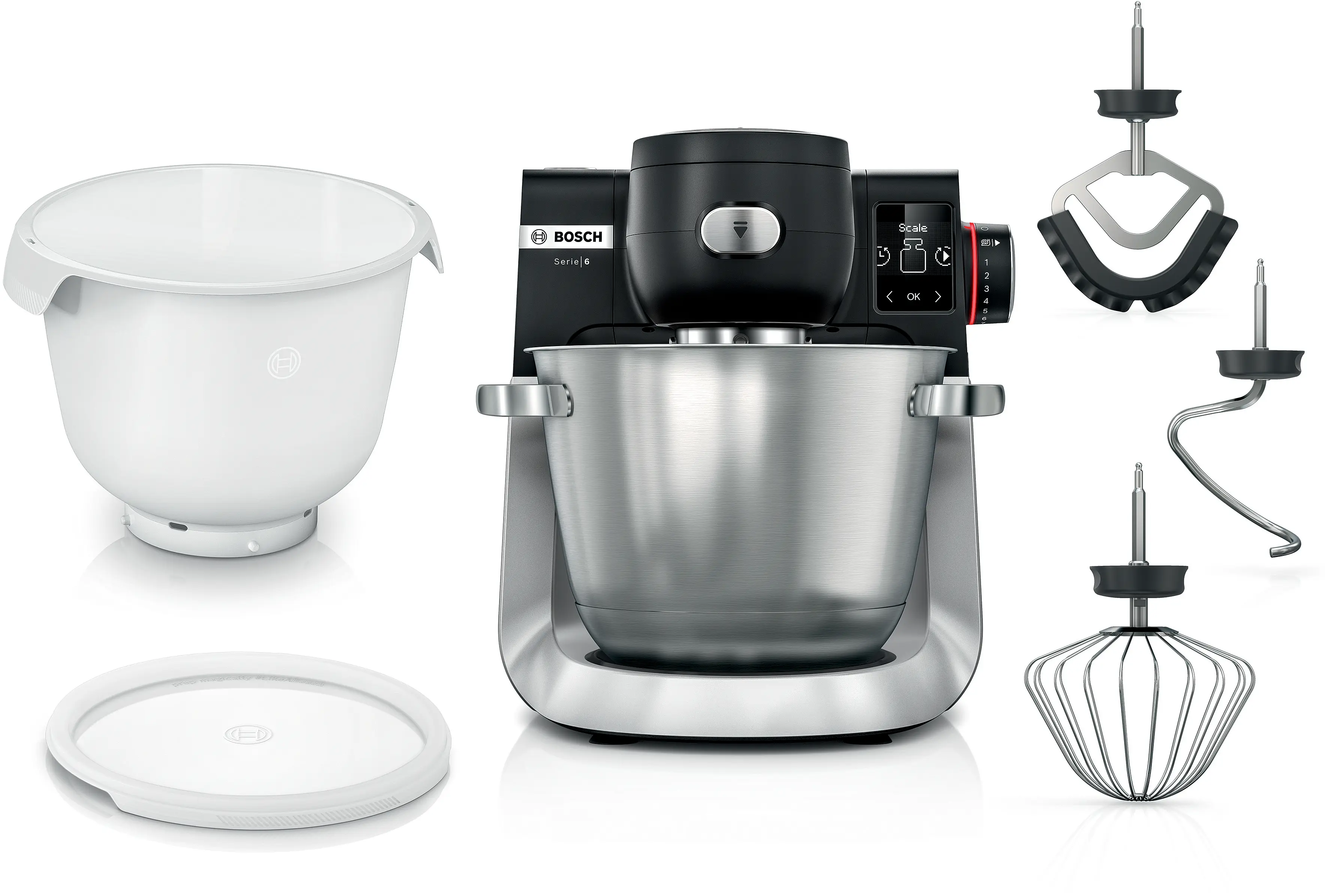 Serie 6 Keukenmachine met weegschaal en timer 1600 W Zwart, RVS