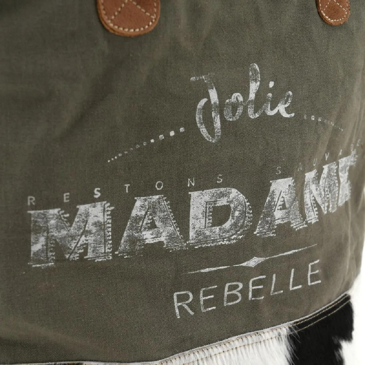 Aubry Gaspard Sac en coton et peau de vache Madame Rebelle