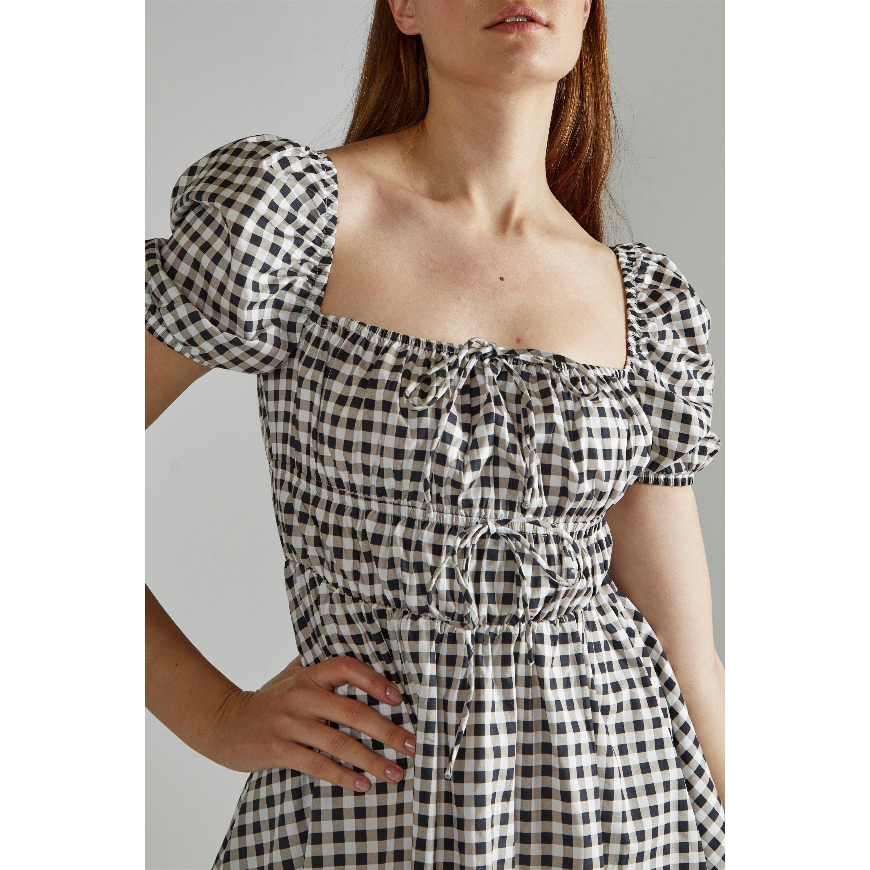 Narrated Black White Gingham Print Skater Mini Dress