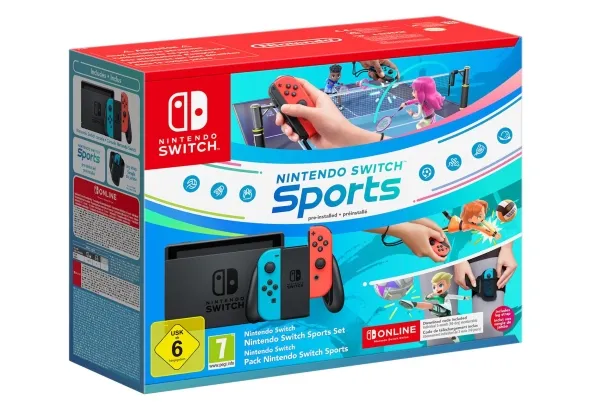 Nintendo Switch - Spilkonsol - Full HD - neonblå/neonrød - Nintendo Switch Sports - med Nintendo Switch Sports Set