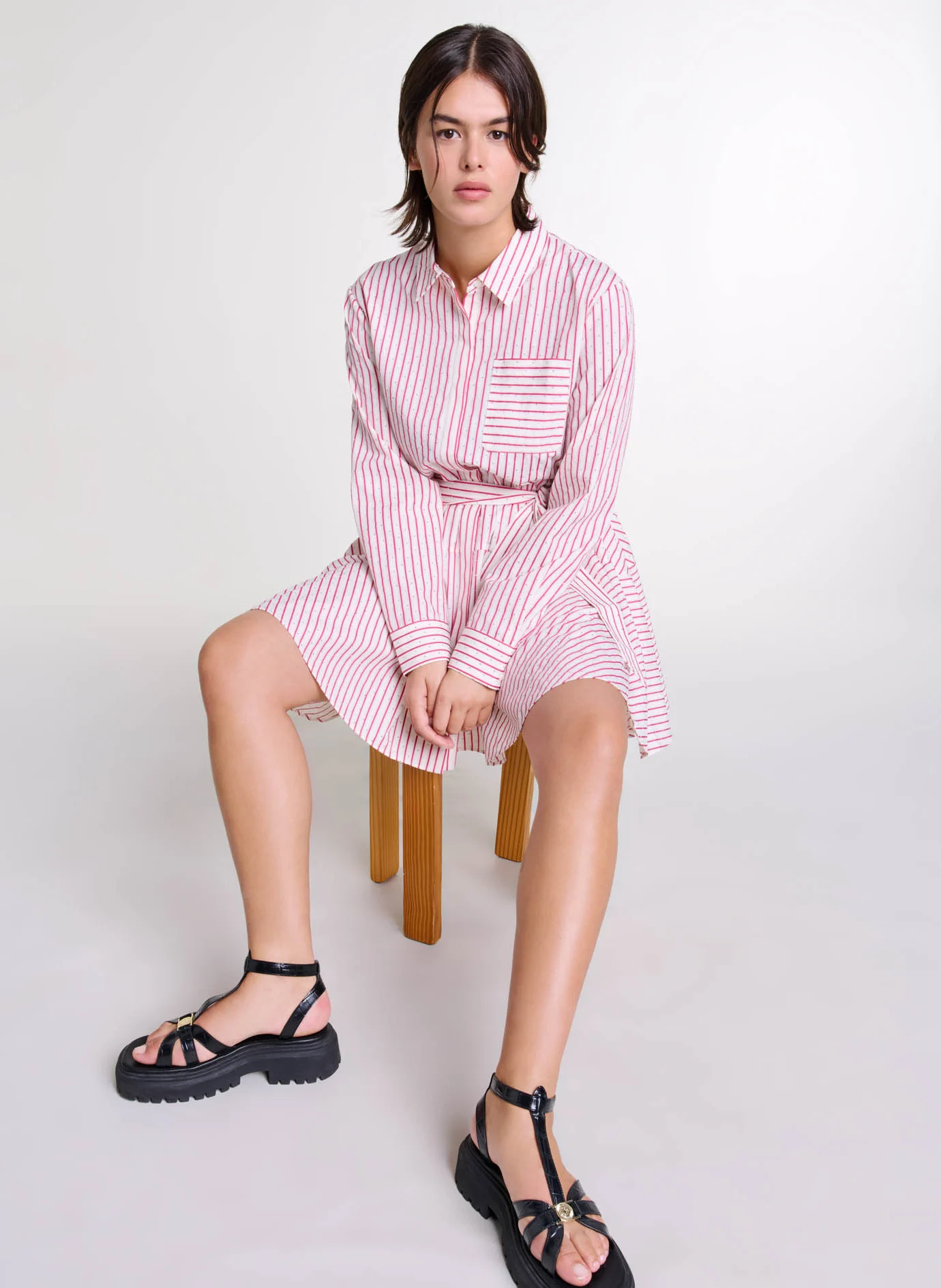 Robe courte imprimée rayures | Rayé