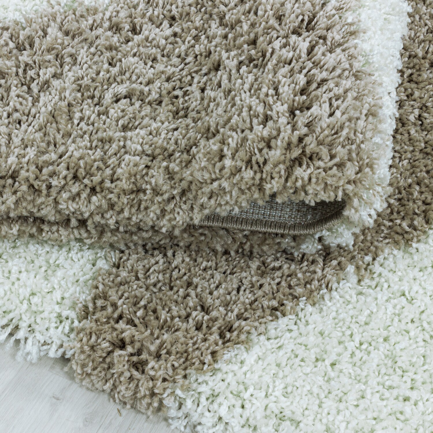 Stilvoller Runde Hochflor Teppich, Modernes geometrisches Design, Shaggy Teppich