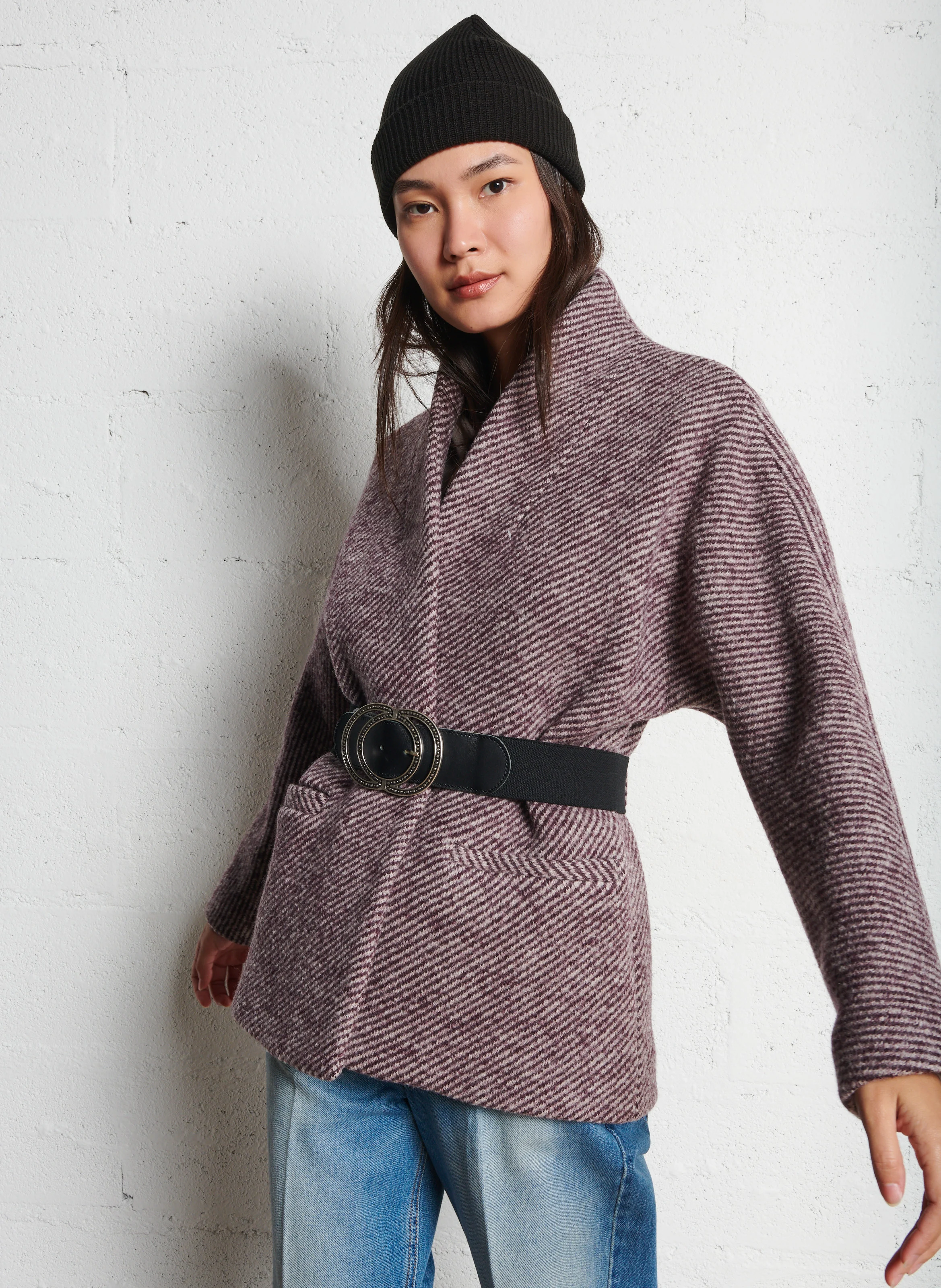 CAROLE - Veste droite en laine | Rouge