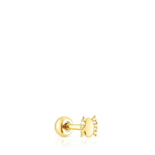 Piercing em aço com revestimento em ouro e estampa de Jardim Virtual.