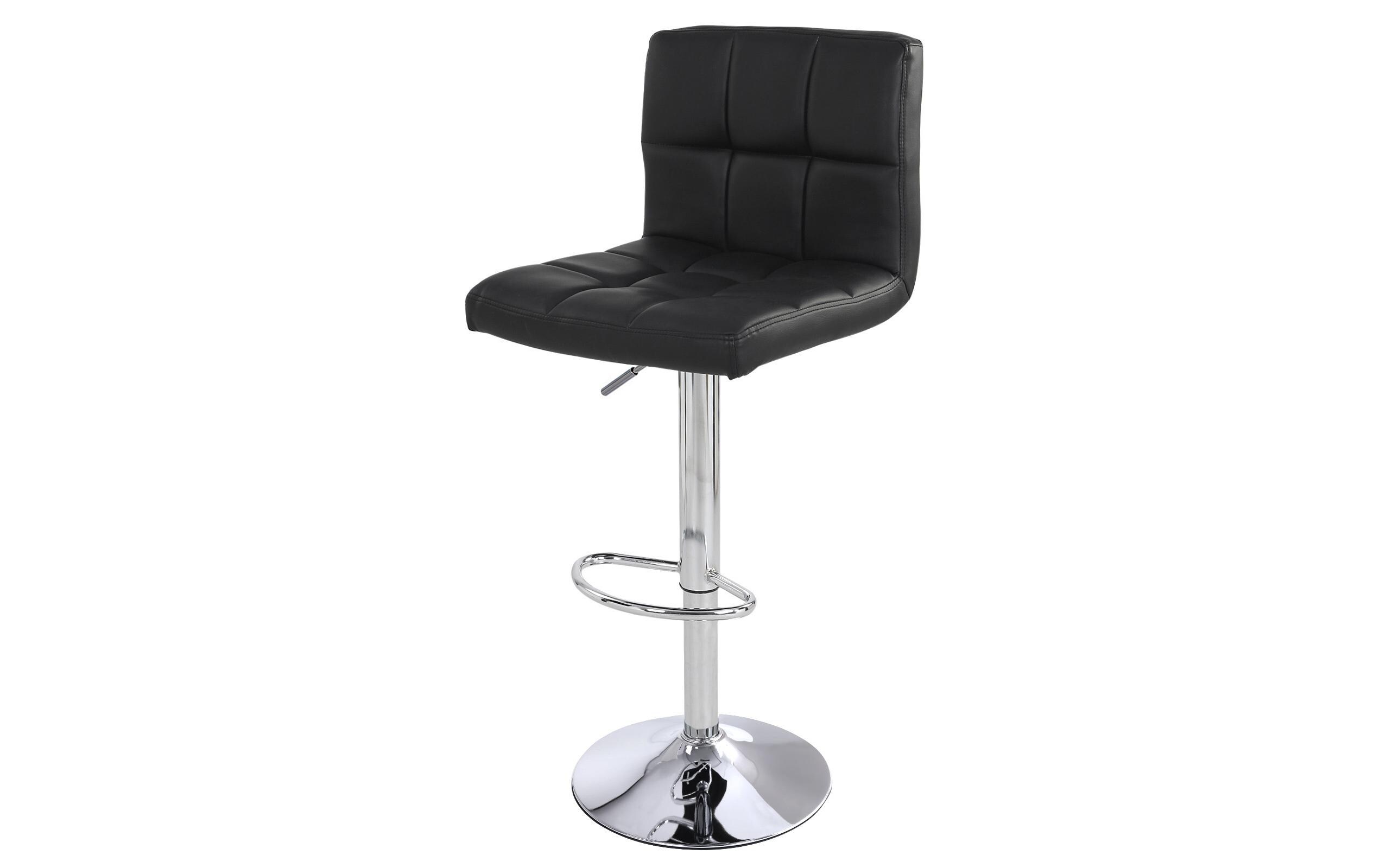 Barhocker höhenverstellbar, Kunstleder, Schwarz, 2er Set<br>Barstuhl mit Steppung