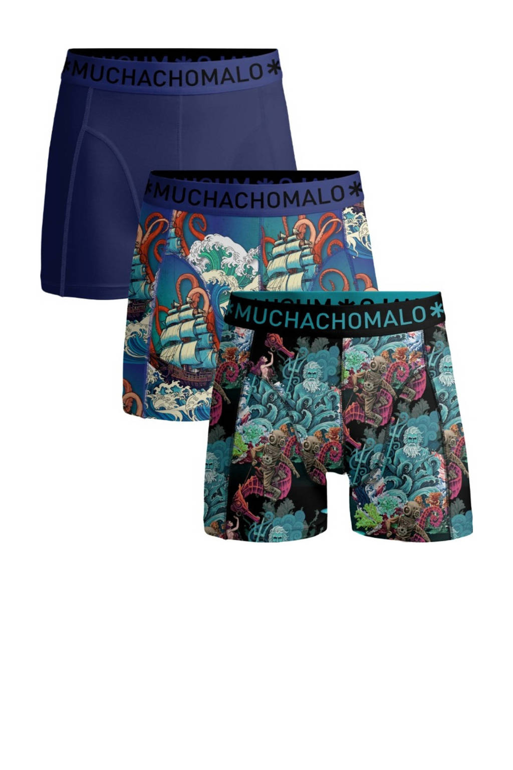 boxershort- set van 3 donkerblauw /lichtblauw /turquoise