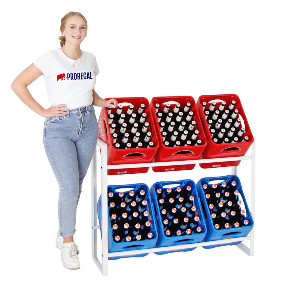 PROREGAL Drankkrattenrek Königssee HxBxD 82 x 105 x 32 cm 6 kratten Wit