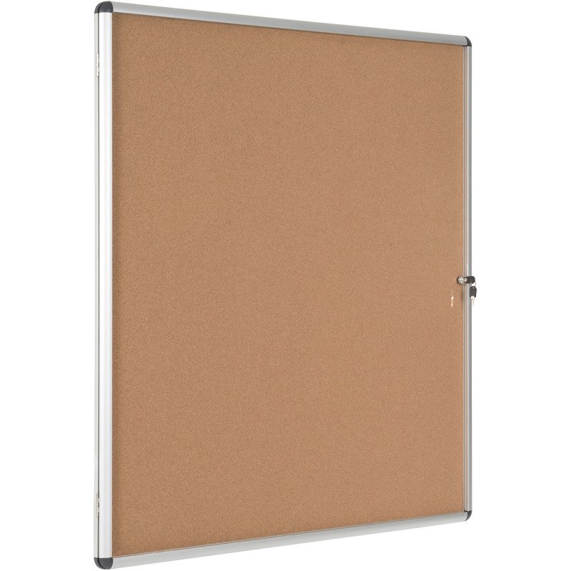 Vitrine intérieure fond liège porte battante cadre aluminium Bi-Office Enclore - 20 feuilles