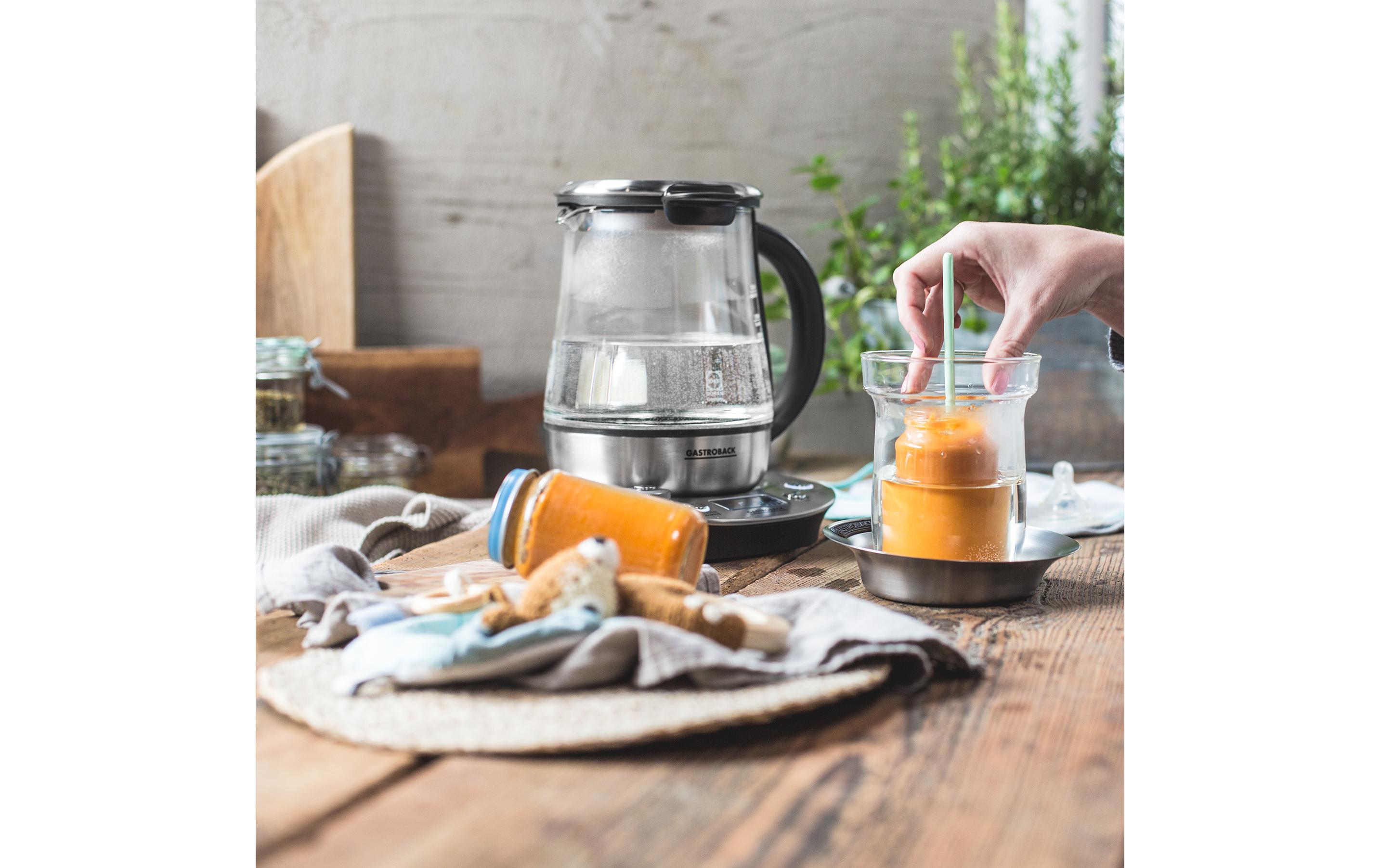 Tee- und Wasserkocher Design Tea & More Advanced Silber<br>Automatischer Tee- und Wasserkocher mit Gareinsatz