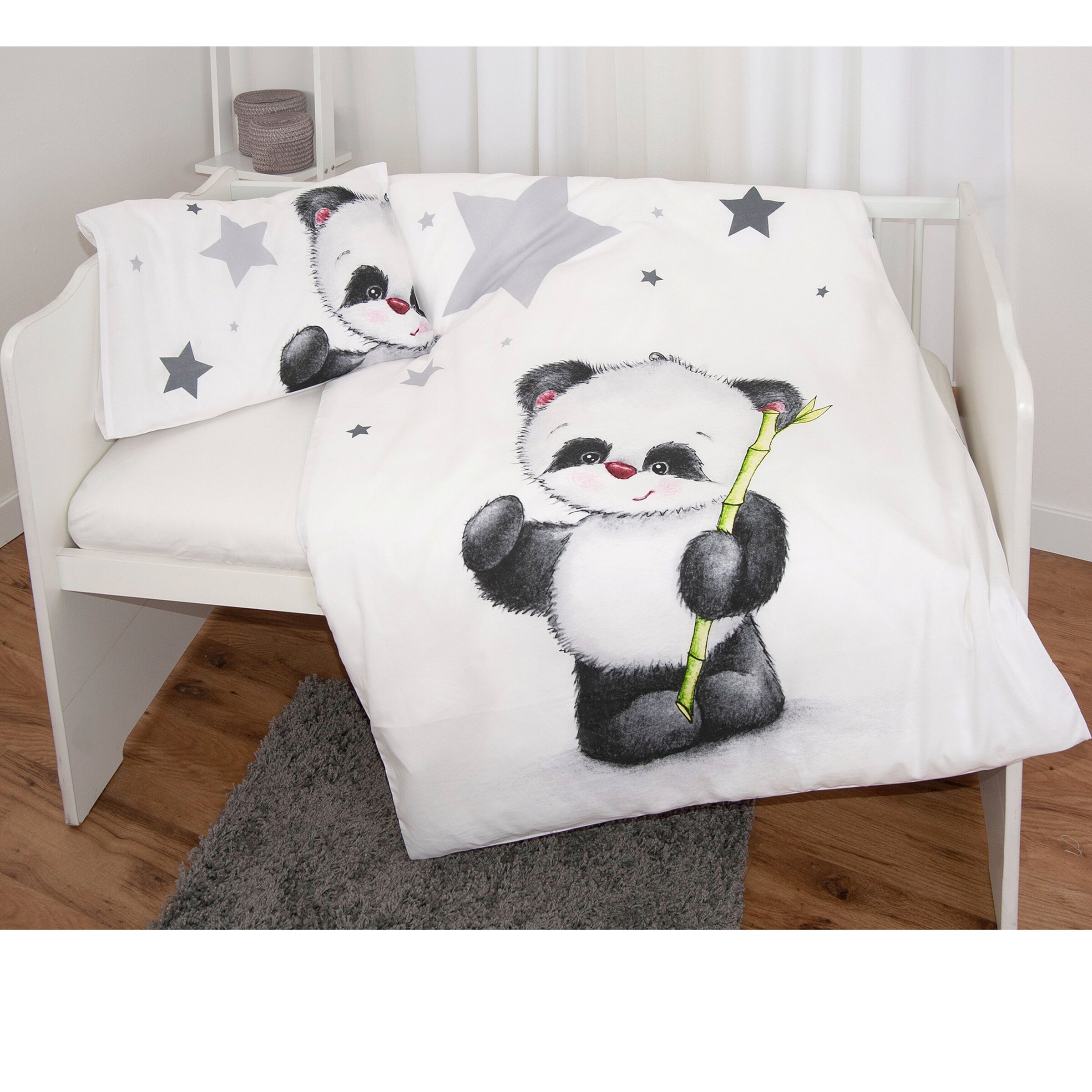 Baby Best Flanell-Bettwäsche Panda 40x60 / 100x135 cm