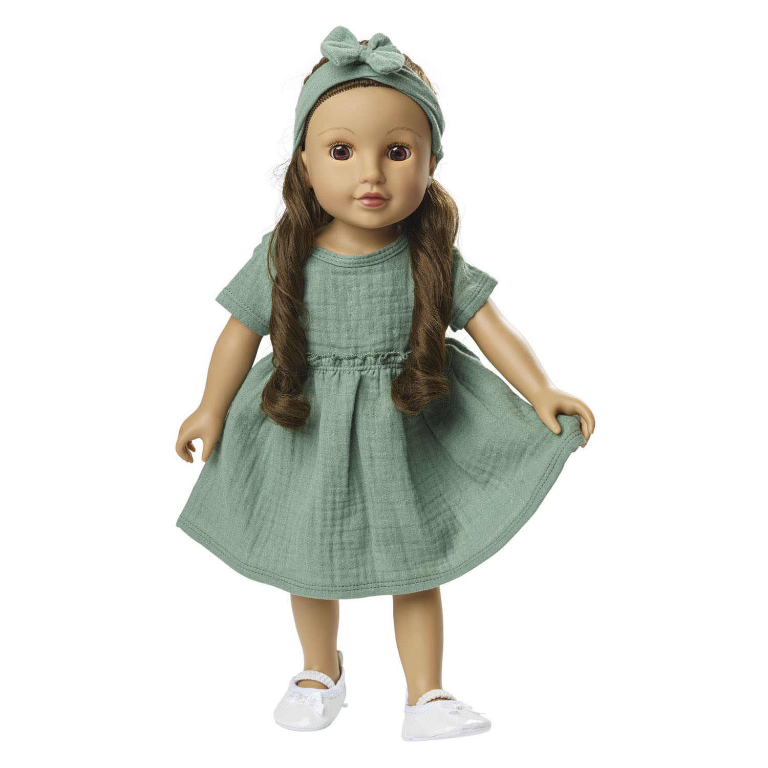 Poppenjurk Groen met Ruches,35-45 cm