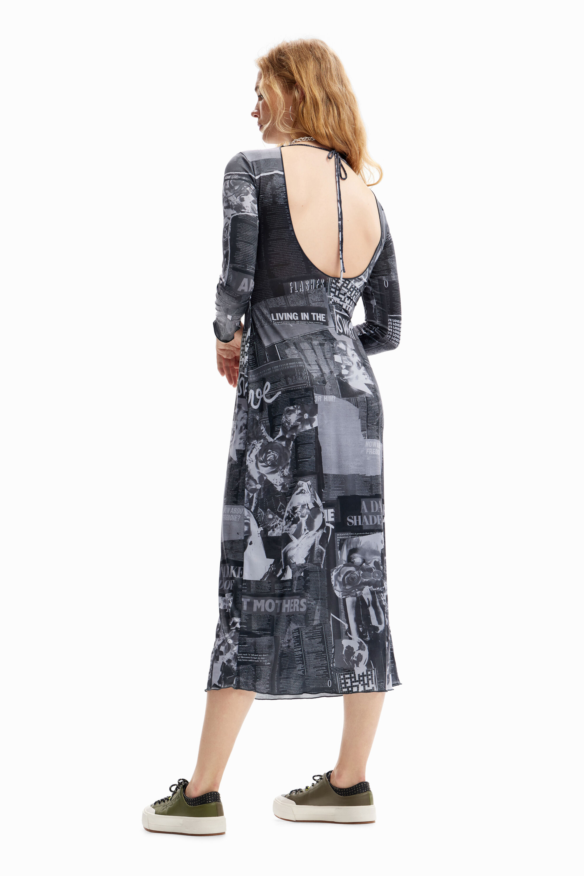 Robe midi ajustée journal