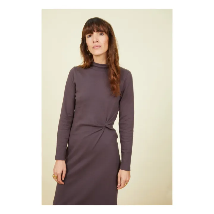 SMALLABLE BASICS Robe Longue Nouée Femme Coton Organique | Gris anthracite